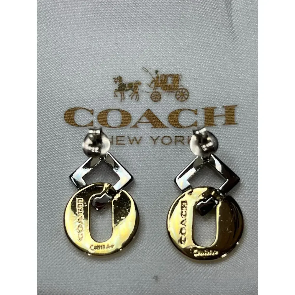 Coach 90288 Mixed Metal Geometric Drop Earrings - Picture 6 of 9